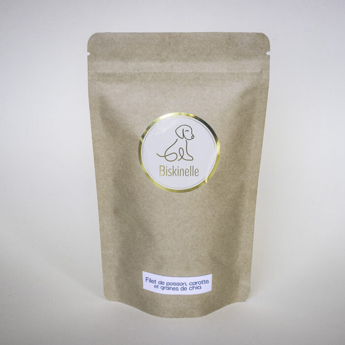Sachet de friandises pour chien au poisson blanc, carotte, basilic et graines de chia – Image 5